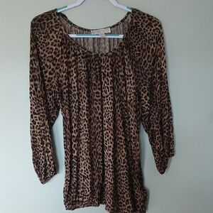Michael Kors Brown Leopard Print Blouse